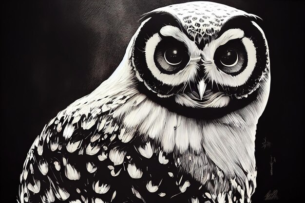 An owl animal bird portrait of an owl digital art style\
illustration painting