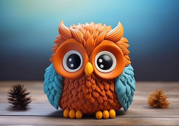 Owl Animal Character craft with isolated studio background