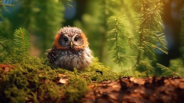 Owl baby bird Generative AI