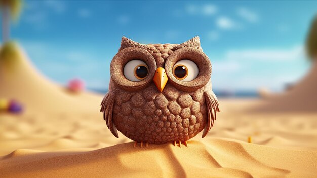 Owl on background 3d rendering