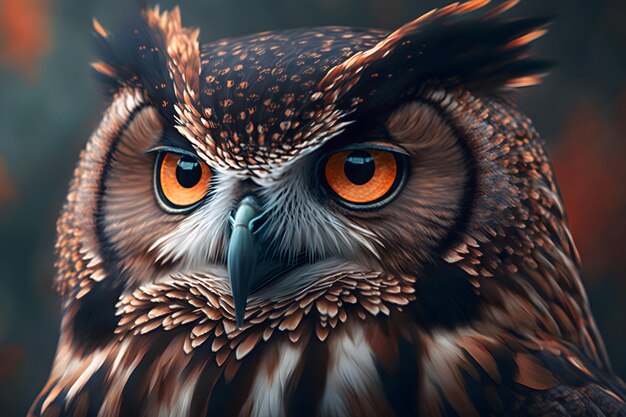 Owl bird close up face portrait