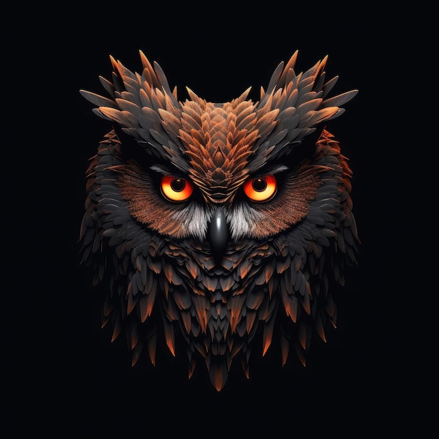 Premium AI Image | Owl black background 4 colors unreal