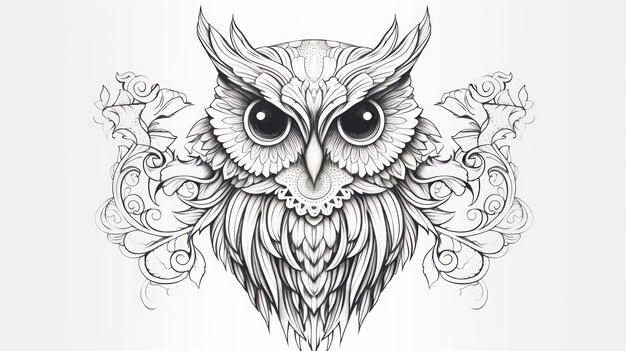 Photo owl black and white drawings