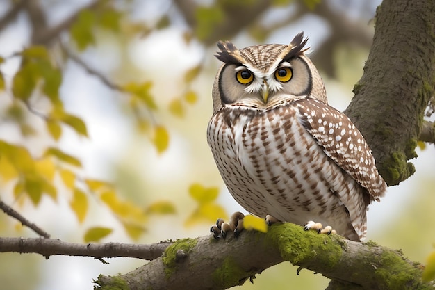 Owl on branch ai generated