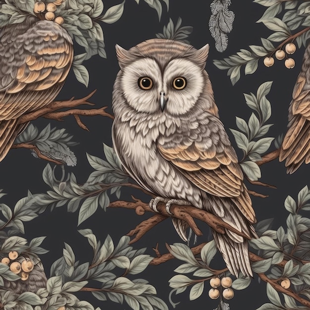 Owl on a branch wallpaper