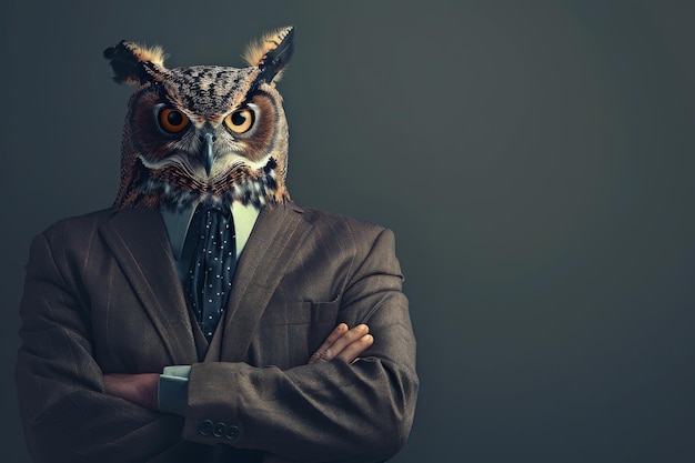 Owl in a Business Suit Animal Businessman Predatory Bird Dangerous Boss Owl Headed Man