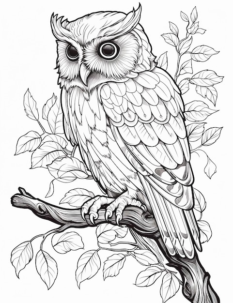 Photo owl coloring page