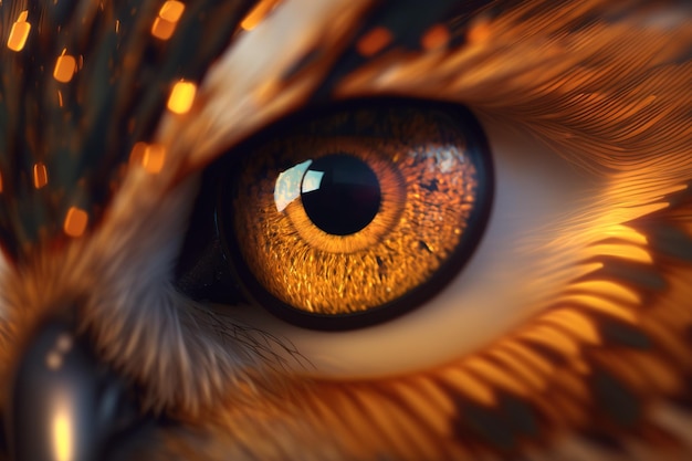 Owl eye bird closeup