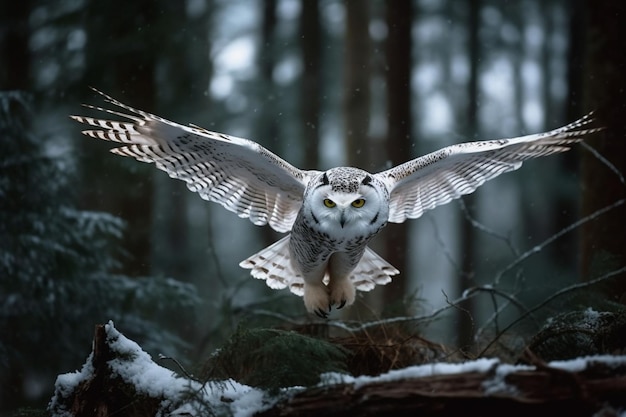 Owl flying in the forest wallpapers and images wallpapers