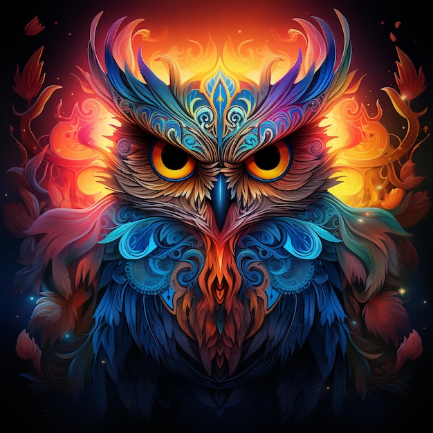 owl fractal colorful