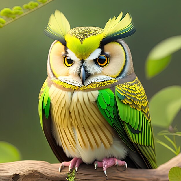 Owl in Green color