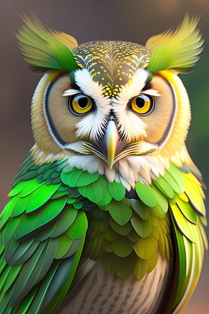 Owl in Green color