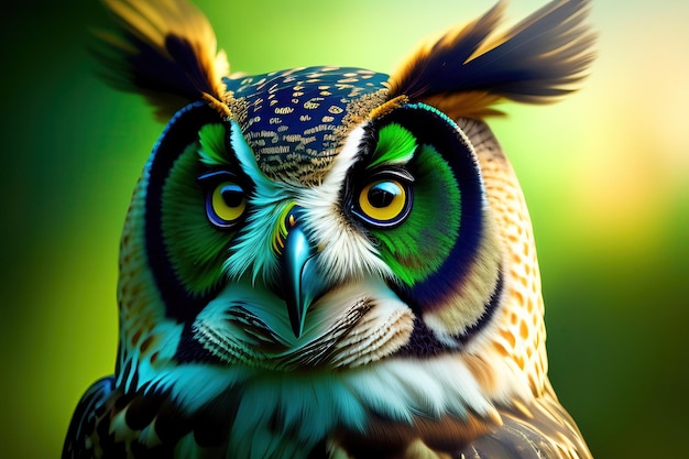 Owl in Green color