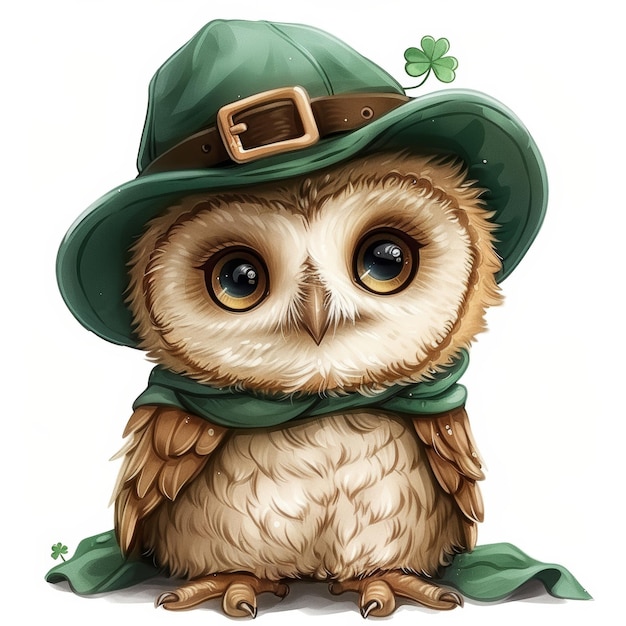 Owl in green hat and green scarf St Patrick39s Day