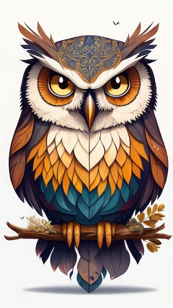 Owl Hand drawn vector illustration Isolated on white background