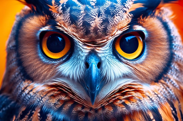 Owl headshot with closeup of face