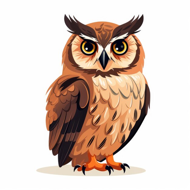 Owl isolated on a white background Vector illustration in cartoon style