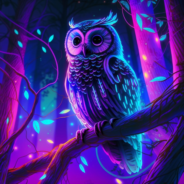 Owl light colorful background