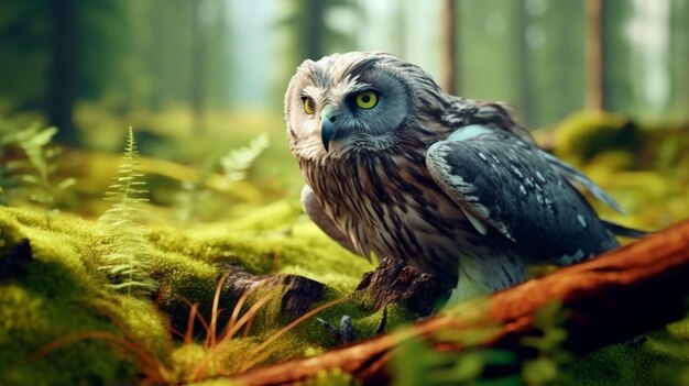 The owl looks into the distance Generative AI illustrator