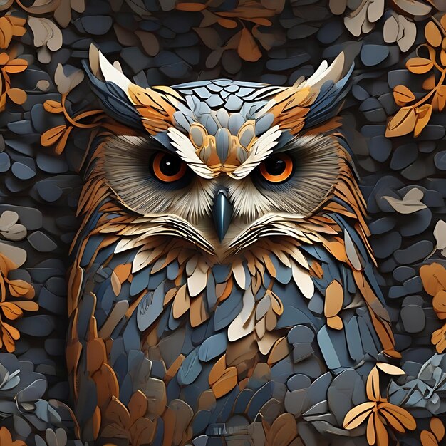 owl made out of slate stones AI