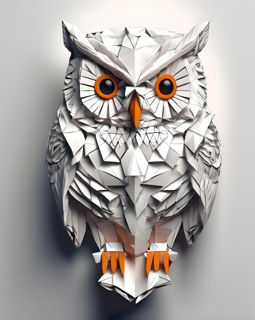 Photo owl modular origami white background canvas highly detailed 3d vector adobe illustrator