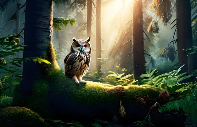 owl in natural forest environment