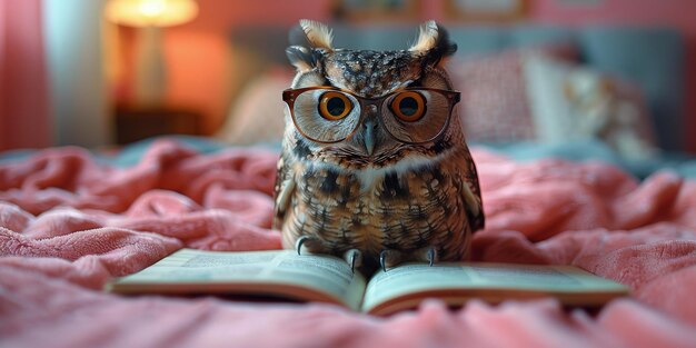 Photo owl perched on book