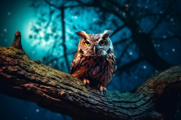 Owl Perched on a Tree Generative AI