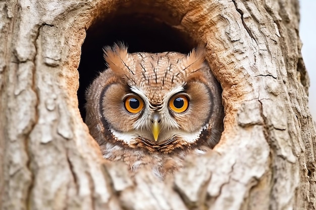 Photo owl perched on a tree generative ai