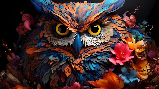 Owl rainbow color