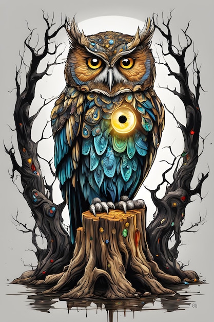 owl sitting on branch