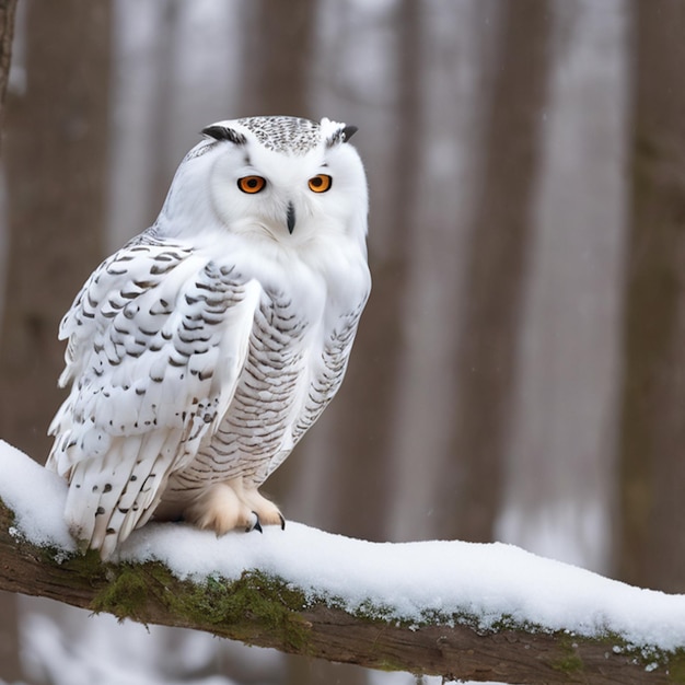 owl sitting in snow high quality