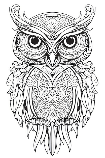 owl style mandala viking style coloring page