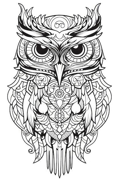 owl style mandala viking style coloring page