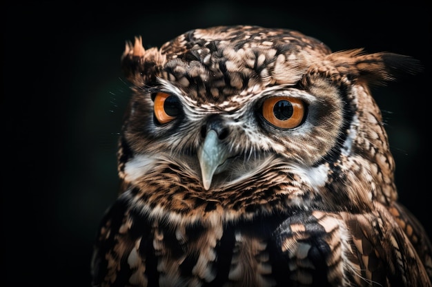 An owl surveying the forest from its natural perch on a tree branch A stunning display of avian beauty AI Generative