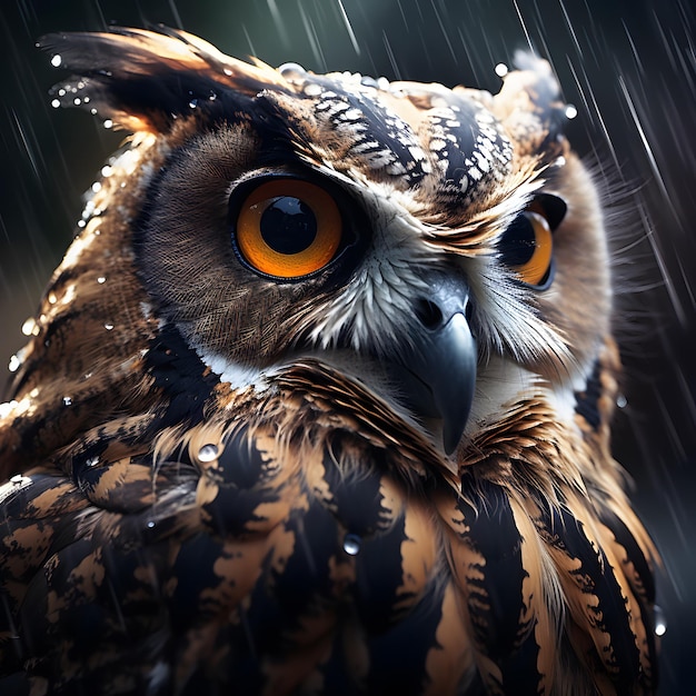 owl vector in the rain Owl Wet Feathered Creature
