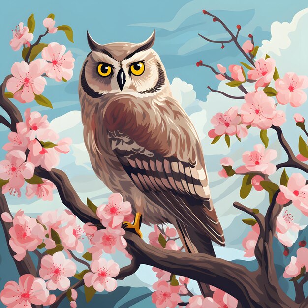 owl vector in the spring Season