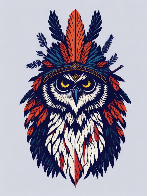 Photo owl wearing headdress ai generative