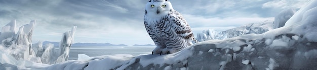 owl on a winter snow background Generative AI