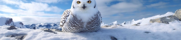 owl on a winter snow background Generative AI