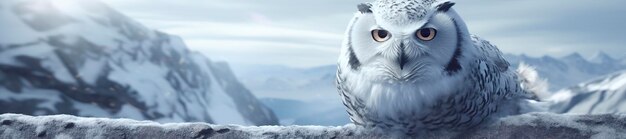 owl on a winter snow background Generative AI