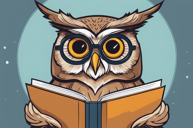 owl with a book and an owlowl with a book and an owlowl owl with a book vector illustration