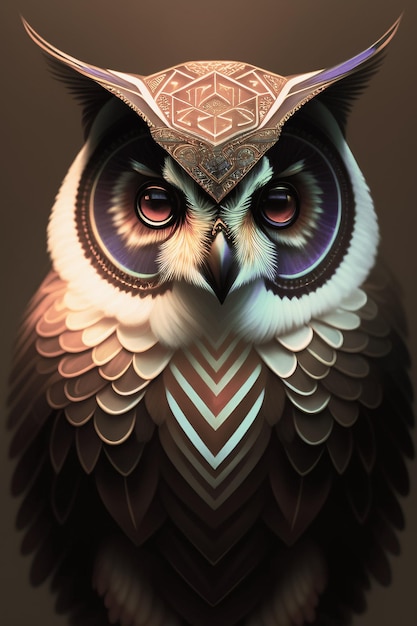 An owl with a diamond on its head