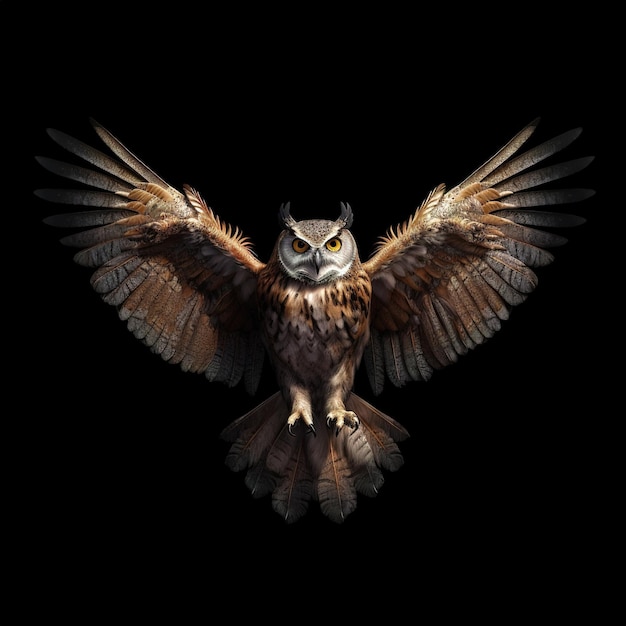 An owl with spreaded wings