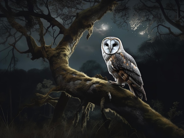 Owl39s Night Vigil A Silent Guardian in the Moonlight