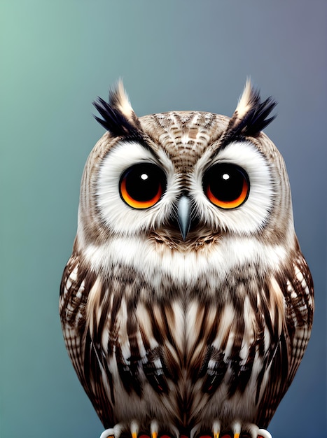 Owls on a painted background knolling drawing neutral colors generative ai generated