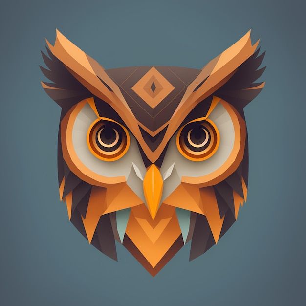 Owls quetzalcoatl head symmetrical flat icon design AI generated