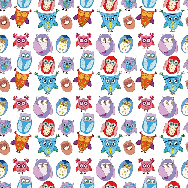 Photo owls seamless pattern