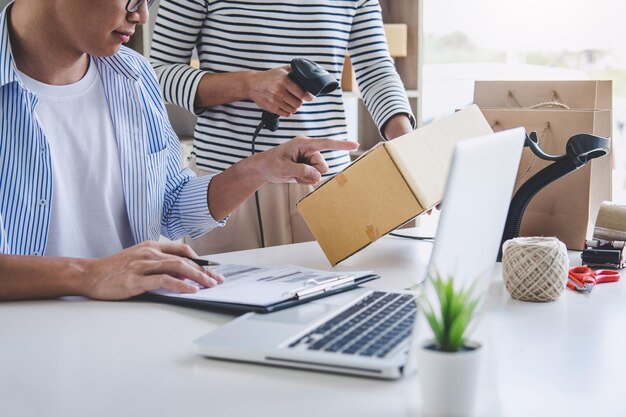 Photo owners working in office