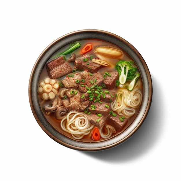 Foto ox bone soep koreaans eten met noodle lente-ui en vlees ai gegenereerd